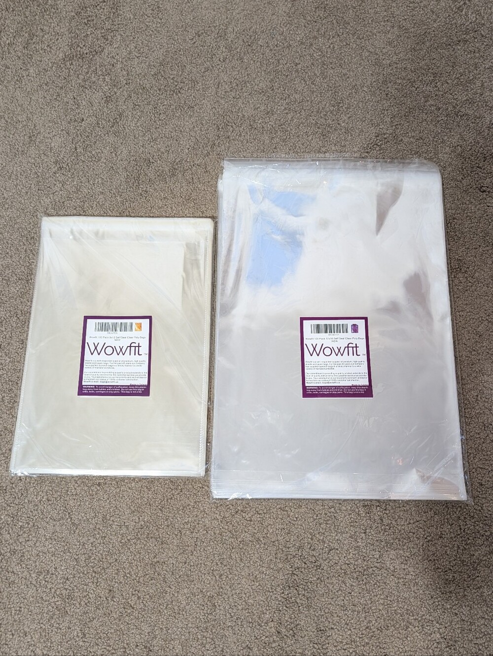 Clear Poly Bags Self Seal- 2 Sizes Included
